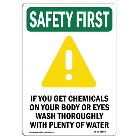 SIGNMISSION OSHA, 5" Height, Decal, 5" H, Portrait, PK10, If You Get Chemicals OS-SF-D-35-V-11168-10PK